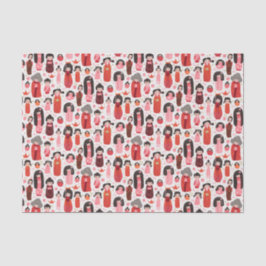 Niedlich Illustrierte Japanisch Kokeshi Seidenpapier