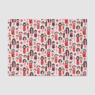 Niedlich Illustrierte Japanisch Kokeshi Seidenpapier