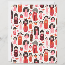 Niedlich Illustrierte japanische Kokeshi Scrapbook