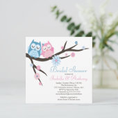 Niedlich im Liebe Eulen-Paar-Brautparty Einladung (Stehend Vorderseite)