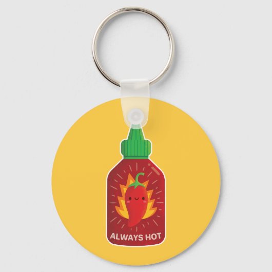 Niedlich Immer heißer roter Chili Pepper Sauce Fla Schlüsselanhänger (Vorderseite)
