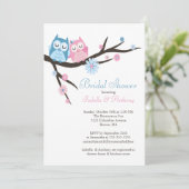 Niedlich in der Liebe Owl Brautparty Einladung (Stehend Vorderseite)