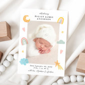 Niedlich in Wolken Regenbogen & Sterne Foto Birth Ankündigung