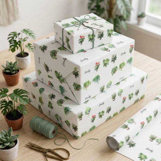 Niedlich Individuelle Name Pflanze Lover Geschenkpapier