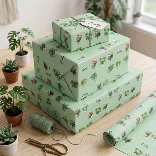 Niedlich Individuelle Name Pflanze Lover Geschenkpapier