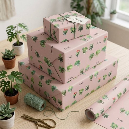 Niedlich Individuelle Name Pflanze Lover Geschenkpapier