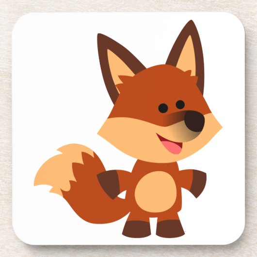 Niedlich Innocent Cartoon Fox Untersetzer Set (Vorderseite)