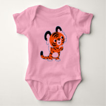 Niedlich interessierter Cartoon Tiger Baby Bekleid