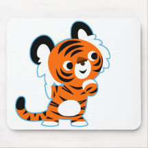 Niedlich interessierter Cartoon Tiger Mousepad