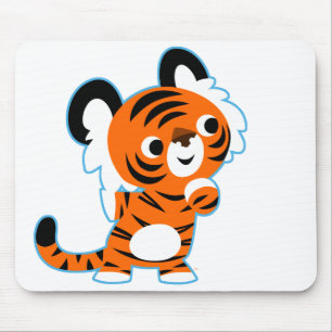 Niedlich interessierter Cartoon Tiger Mousepad
