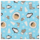 Niedlich Inuit Alaska Eskimo Kinder Weihnachtsdruc Stoff (Nahaufnahme)