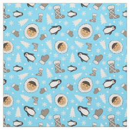 Niedlich Inuit Alaska Eskimo Kinder Weihnachtsdruc Stoff