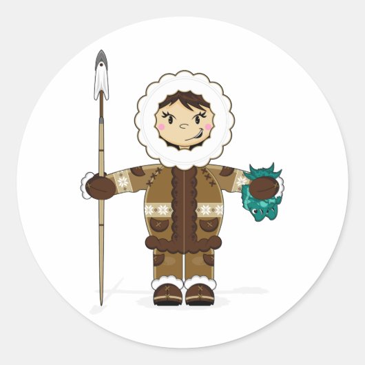 Niedlich Inuit Fisherman Sticker (Vorderseite)