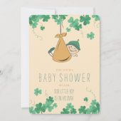 Niedlich irische Themed Kleeblatt Kinderdusche Einladung (Vorderseite)