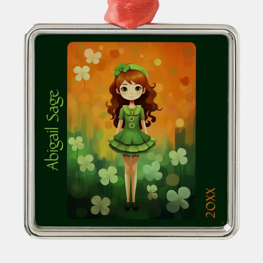 Niedlich Irish Dancer Christmas Irish Step Dance Ornament Aus Metall (Vorne)