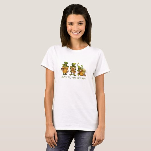 Niedlich Irish Gnomes Happy St Patrick's Day T-Shirt (Vorne ganz)
