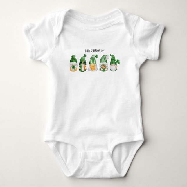 Niedlich Irish Gnomes St Patrick's Day Baby Bodysu Baby Strampler (Vorderseite)