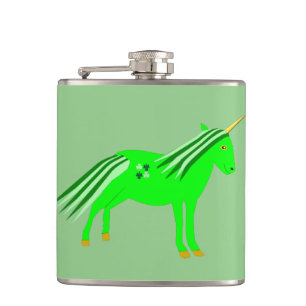 Niedlich Irish Green und Gold Unicorn Flachmann