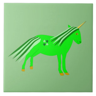 Niedlich Irish Green und Gold Unicorn Fliese