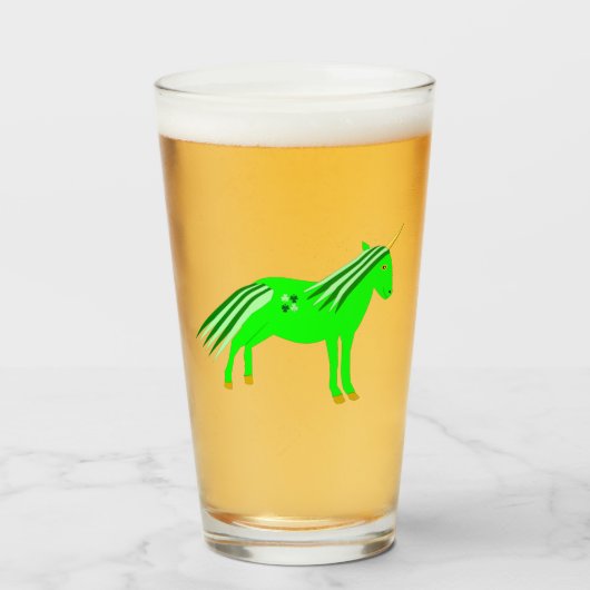 Niedlich Irish Green und Gold Unicorn Glas (Vorne (Gefüllt))