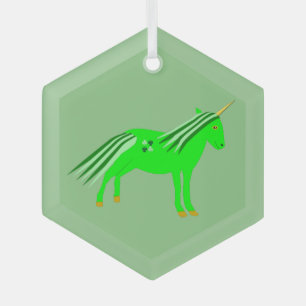 Niedlich Irish Green und Gold Unicorn Ornament Aus Glas