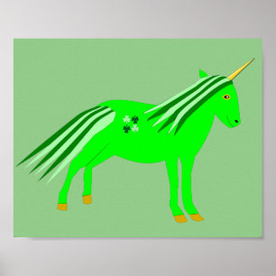 Niedlich Irish Green und Gold Unicorn Poster