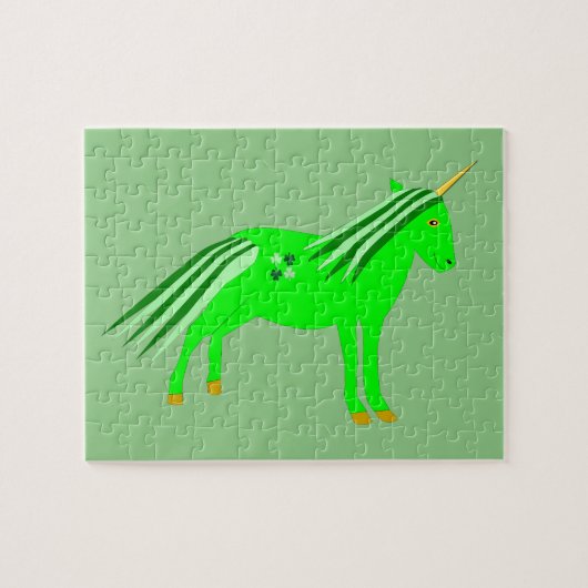 Niedlich Irish Green und Gold Unicorn Puzzle (Horizontal)