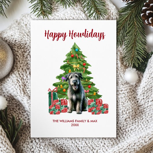 Niedlich Irish Wolfhound Dog Familie Weihnachten