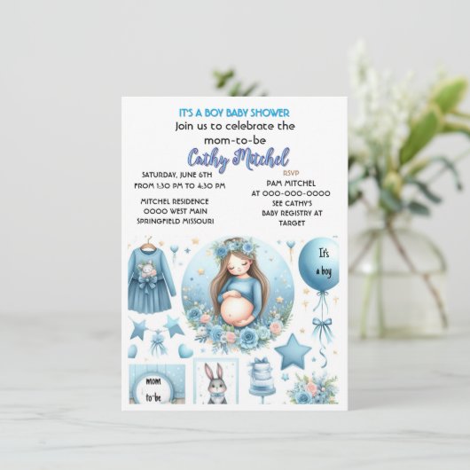 Niedlich ist ein Baby Dusche Blue Party Einladung (Stehend Vorderseite)