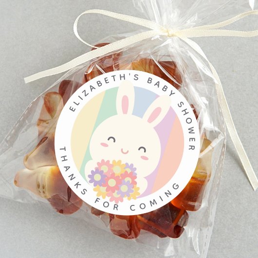 Niedlich ist ein paar Bunny auf dem Weg Rainbow Ba Runder Aufkleber