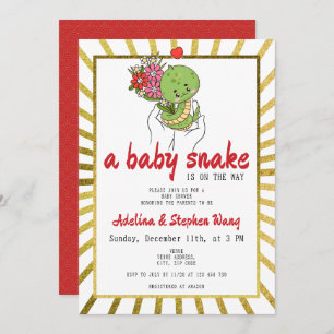 Niedlich ist eine Babynake unterwegs mit der Gold  Einladung