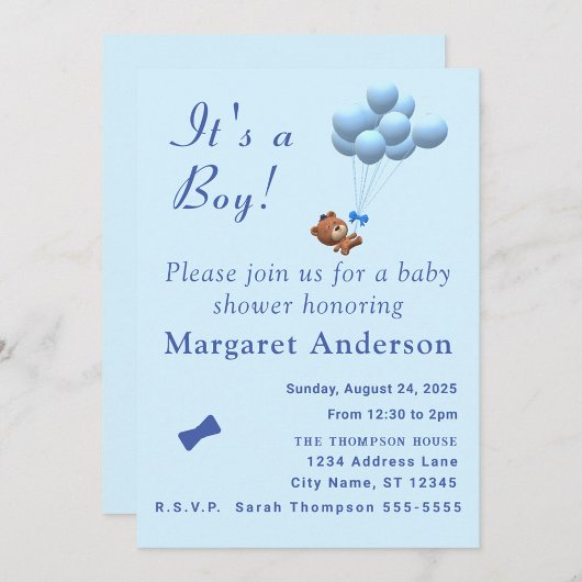 Niedlich ist es ein Boy Teddy Bären und Balloons T Einladung