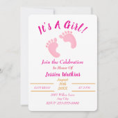 Niedlich ist es eine kleine, winzige Pink Feet Bab Einladung (Vorderseite)