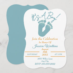 Niedlich ist es eine winzige Blue Feet Babydusche Einladung