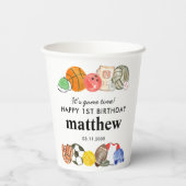 Niedlich ist es Game Time Sports Balls Kindergebur Pappbecher (Rückseite)