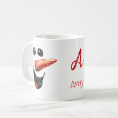 Niedlich ist es schneit kühne Snowman Face Name Mo Kaffeetasse (Vorderseite Links)