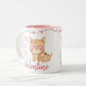 Niedlich ist mein Hund mein Valentin Zwei-Tonen-pe Zweifarbige Tasse (Vorderseite Links)