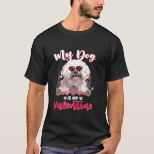 Niedlich ist mein maltesischer Hund mein Valentins T-Shirt