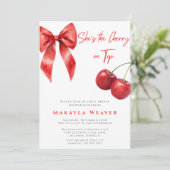 Niedlich ist sie die Cherry am oberen Brautparty Einladung (Stehend Vorderseite)