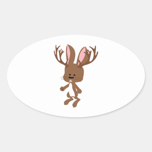 Niedlich Jackalope Ovaler Aufkleber (Vorderseite)
