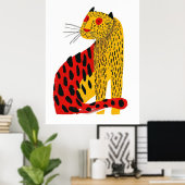 Niedlich Jaguar Illustration Poster - AR 34 Style (Heimbüro)