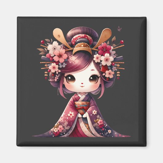 Niedlich Japanisch Geisha Magnet (Vorne)