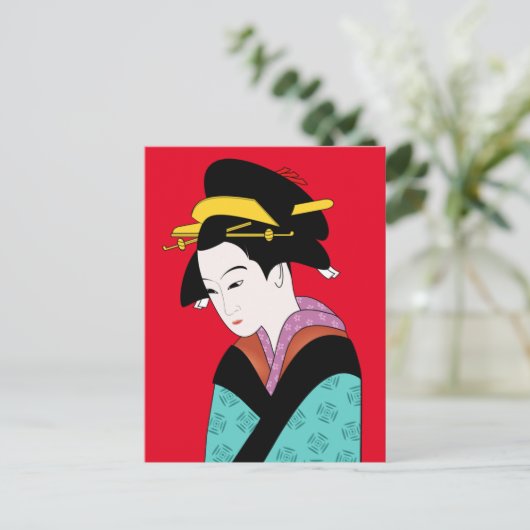 Niedlich Japanisch Geisha Postkarte (Stehend Vorderseite)
