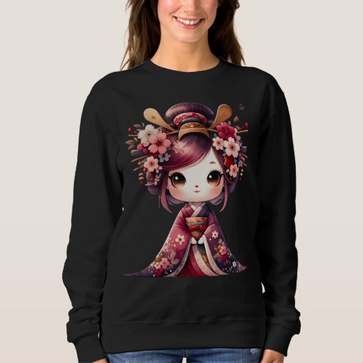 Niedlich Japanisch Geisha Sweatshirt (Vorderseite)