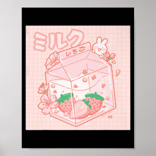 Niedlich Japanisch Kawaii Anime Ästhetik Pink Stra Poster