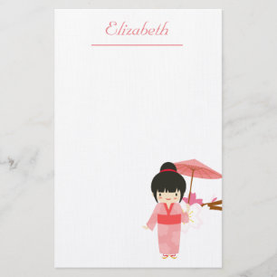 Niedlich-Japanisch-rosa Cherry Blossom Geisha Briefpapier