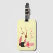 Niedlich-Japanisch-rosa Cherry Blossom Geisha Gepäckanhänger (Vorderseite Vertikal)