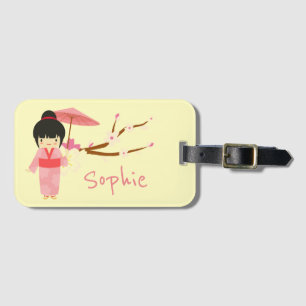 Niedlich-Japanisch-rosa Cherry Blossom Geisha Gepäckanhänger