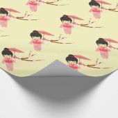 Niedlich-Japanisch-rosa Cherry Blossom Geisha Geschenkpapier (Ecke)
