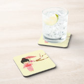 Niedlich-Japanisch-rosa Cherry Blossom Geisha Getränkeuntersetzer (Rechte Seite)